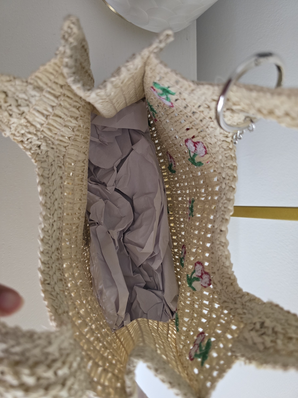 Madden Girl Cream Crochet Tote with Cherry Embroidery - Picture 5 of 13
